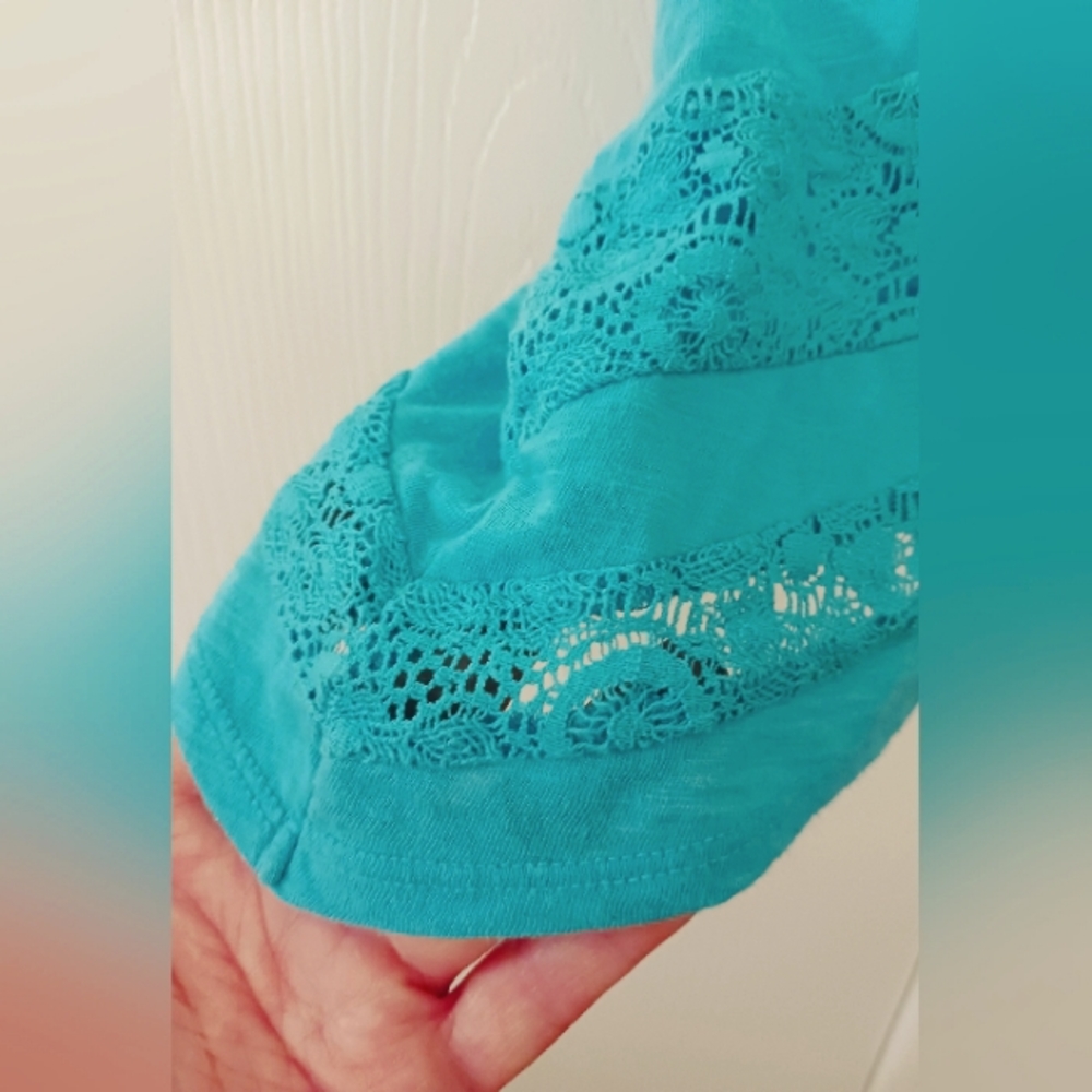 Arizona Turquoise Flowy Tank Top, XL fits as L